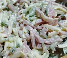 Салат грибной с ветчиной