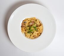 Паста с грибами и беконом 