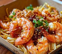 Вок в соусе терияки и морепродуктами
