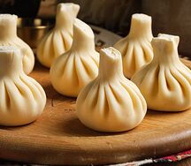 Хинкали с курицей барбекю