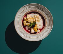 Рисовая каша на кокосом молоке с грушей и бананом 