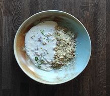 Ризотто с белыми грибами и соусом из пармезана