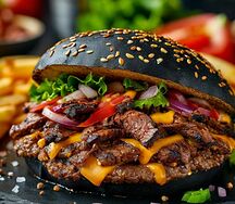 Чернобургер с рубленой говядиной 