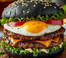 Чернобургер с яйцом (двойной)