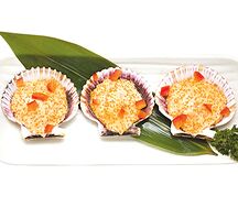 Морской гребешок с икрой тобико