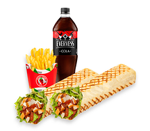 2 шаурмы (оригинальная и острая), картофель фри и напиток 1,0 л