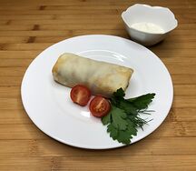 Блин с жареными шампиньонами в сливках