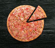 Пицца с грибами и ветчиной на тонком тесте 43 см