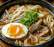 Суп рамен с кроликом и эноки