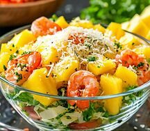 Салат с креветками и ананасами