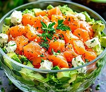 Салат с лососем и сливочным сыром