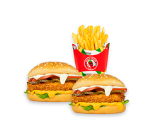 2 чикенбургера и картофель фри