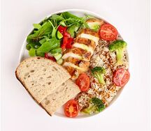 Большая тарелка с курицей и рисом теппанъяки