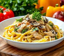 Паста курица-грибы