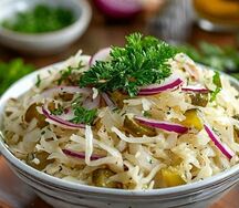 Салат из квашеной капусты с огурцом