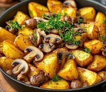 Жареный картофель с шампиньонами