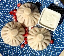 Хинкали с копченой курицей