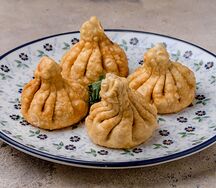 Хинкали с грибами жареные