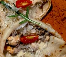 Блины с жюльеном и пармезаном