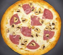 Пицца с ветчиной и грибами