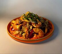 Вок Морепродукты в устричном соусе с овощами