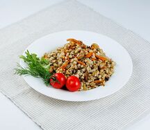 Перловка с грибами и овощами