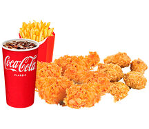 Крылья 5 шт. + Чикен Поп Корн 6 шт. + Фри + Coca-Cola 0,5