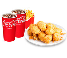 Чикен Поп Корн 12 шт. + Фри + 2 Coca-Cola 0,5