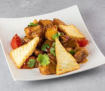 Салат с баклажанами и жареной брынзой