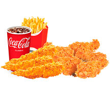 Крылья 5 шт. + Стрипс 3 шт. + Фри + Coca-Cola 0,5