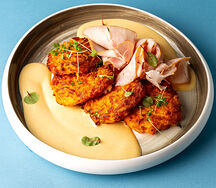 Драники из тыквы с копченой индейкой