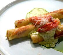 Блины ржаные с крабом