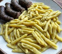 Галушки с сушеной колбасой