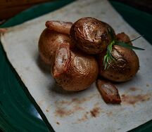 Картофель на мангале с курдюком