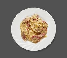 Салат с колбасками и зернистой горчицей
