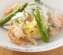 Tagliatelle gamberi e asparagi