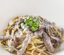 Tagliolini all albese e manzo