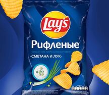 Lays рифленый Сметана и лук L