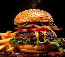 Бургер Beef + картофель фри и соус
