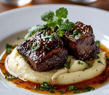 Телячьи щёчки с картофельным пюре