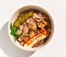 Гречетто с курицей и беконом 
