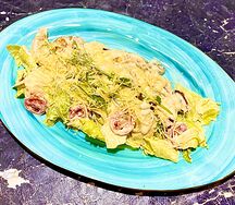 Теплый салат с шампиньонами, картофелем и томатами