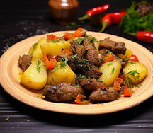 Картофель по-домашнему с куриной печенью