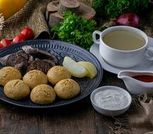 Кукурузный хинкал с сушеной колбасой