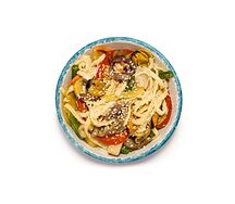 Удон с морепродуктами в сливочном соусе