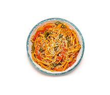 Удон с овощами в остром соусе кимчи