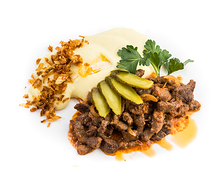 Бефстроганов из говядины с картофельным пюре