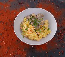 Сливочный рис с креветками