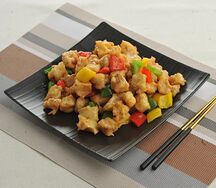 Минтай с перцем и соусом