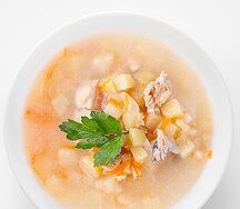 Уха с кетой и форелью